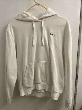H&M White 'Love' Embroidered Hoodie